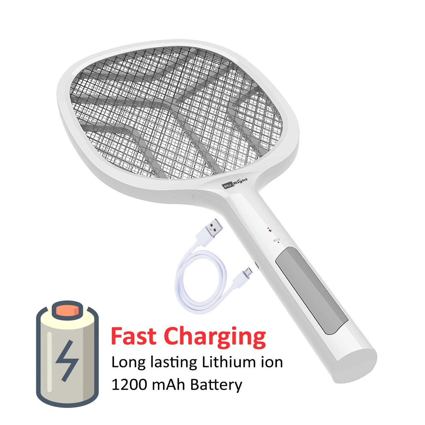 Rechargeable Electric Mosquito Swatter – High Voltage Fly & Insect Killer Racket"