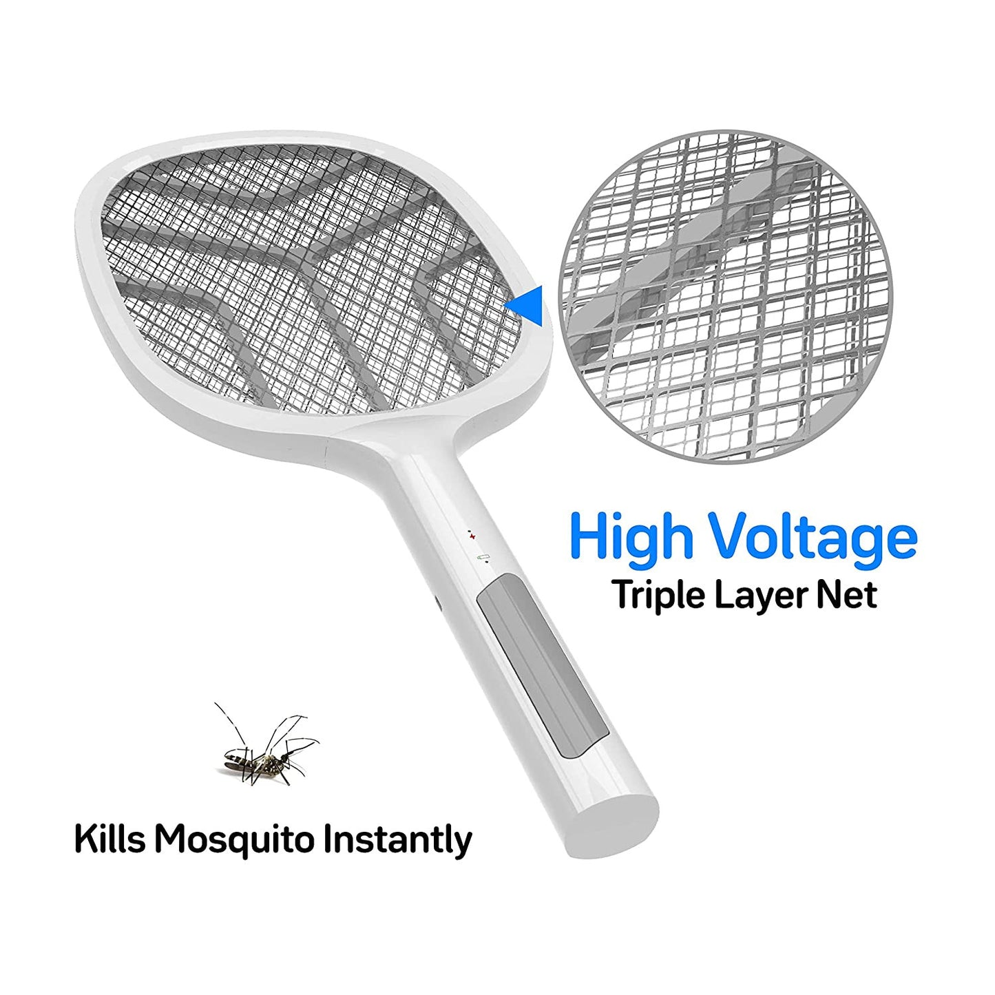 Rechargeable Electric Mosquito Swatter – High Voltage Fly & Insect Killer Racket"
