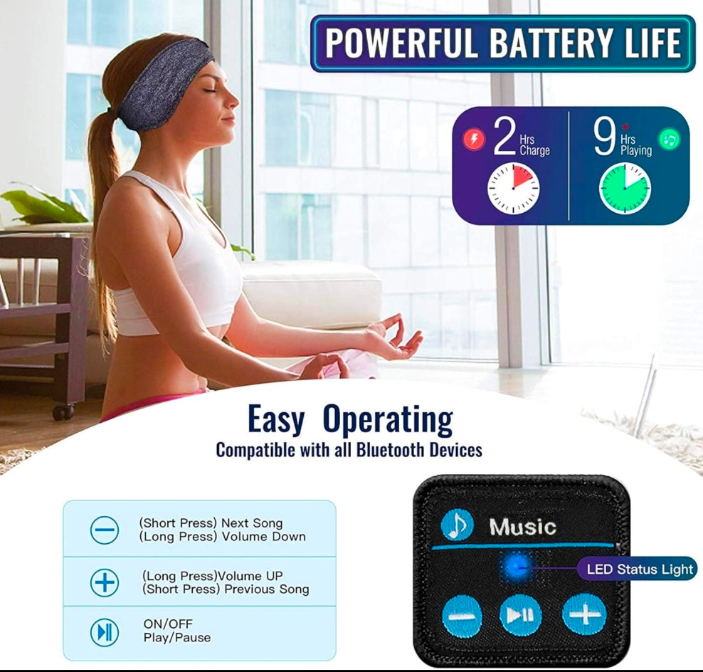 Wireless Bluetooth Headband for Sports, Sleep & Music