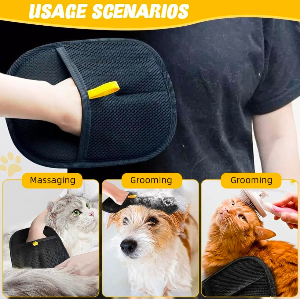Pet Hair Removal Gloves for Dogs & Cats – Gentle Grooming Glove, Deshedding Brush & Massage Tool