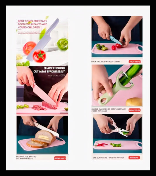 6 ps printed knife set