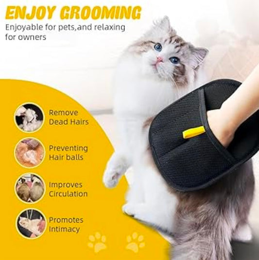 Pet Hair Removal Gloves for Dogs & Cats – Gentle Grooming Glove, Deshedding Brush & Massage Tool
