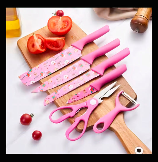6 ps printed knife set